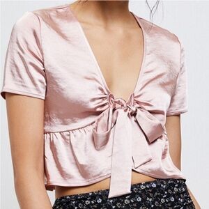 Pink Tie-Front Blouse